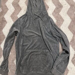 Gray Velour Hoodie Sweater